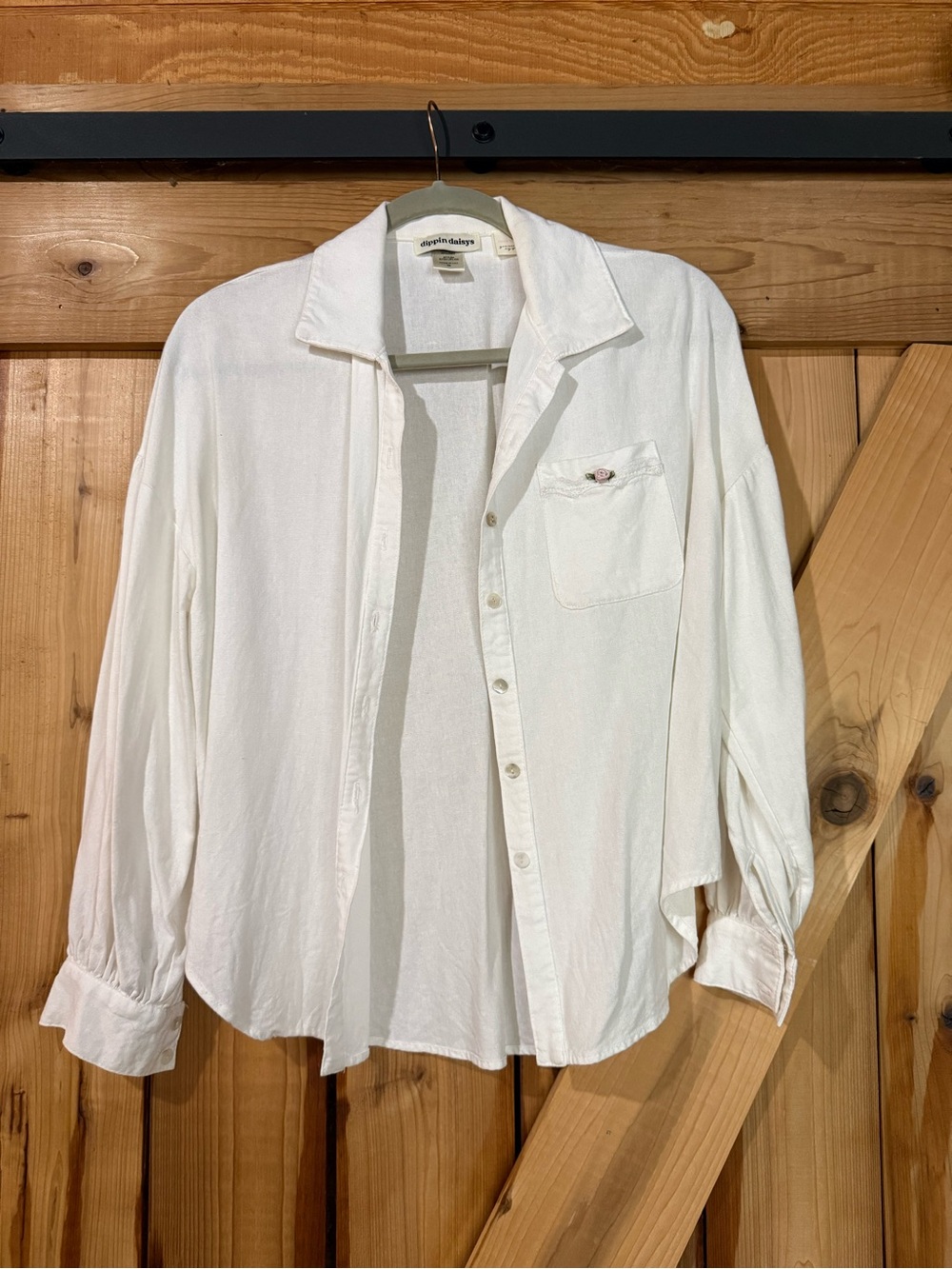 Delicate Cottage Core White Button-Up Blouse